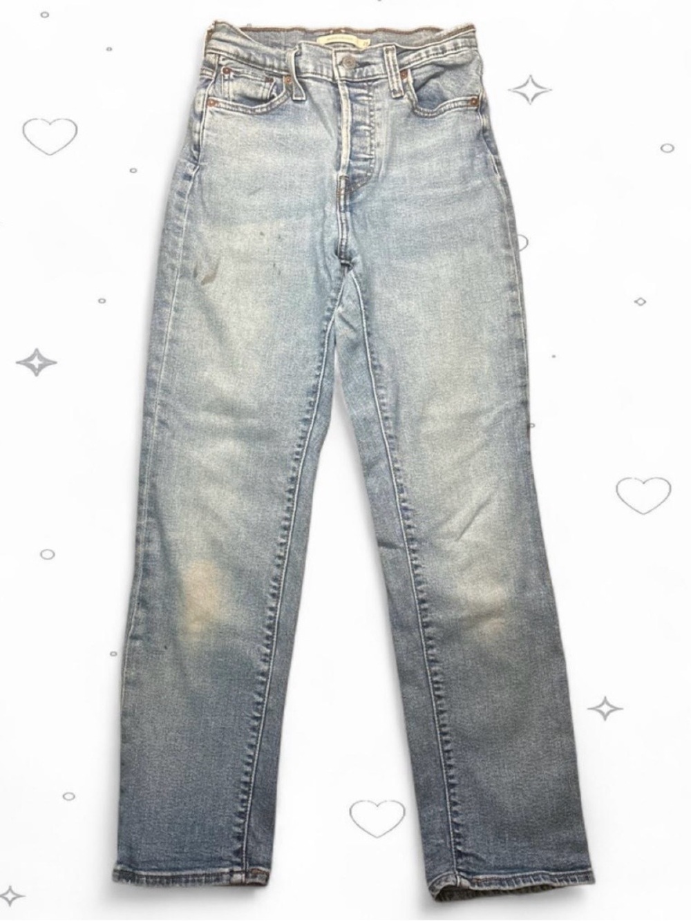 Levi's Wedgie Straight Jeans High Rise Button Fly Light Wash 26